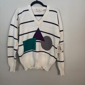 Vintage Arnold Palmer Men's V-Neck Sweater Geometric Shapes Size Medium NEW!!